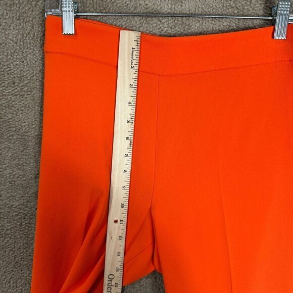 Zara Trouser Pants Womens Size XS Orange High‎ Rise Straight Side Zipper Crepe - Picture 4 of 10